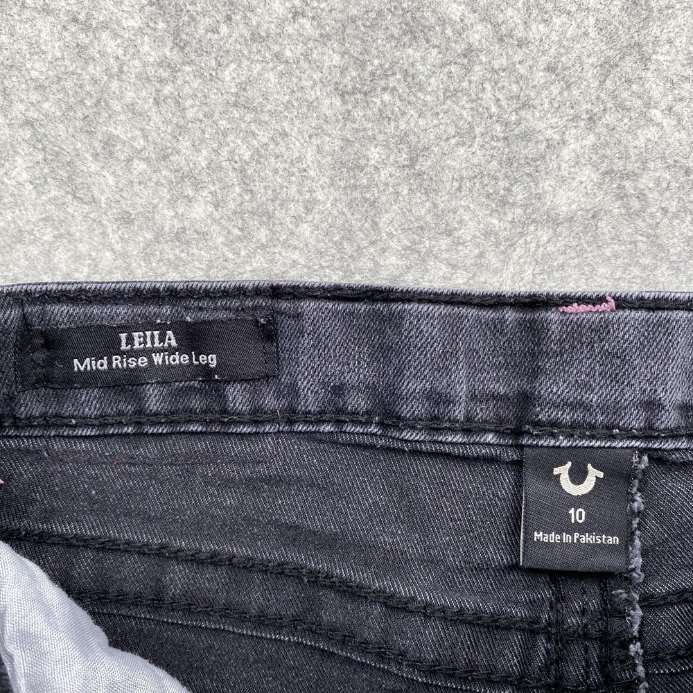 True Religion Jeans Girls 10 (24x22) Black Leila Mid Rise Wide Leg *MINOR STAIN* - Picture 7 of 16
